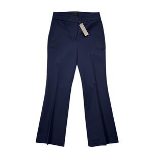 NWT J.Crew Womens Hayden Pants 00 Navy Blue Cropped Flare Stretch Cotton Blend